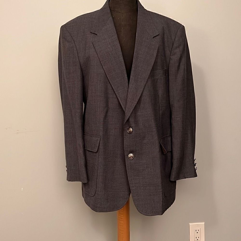 Town Craft Men's Gray Wool Blend Button Front Blazer Suit Size 44S